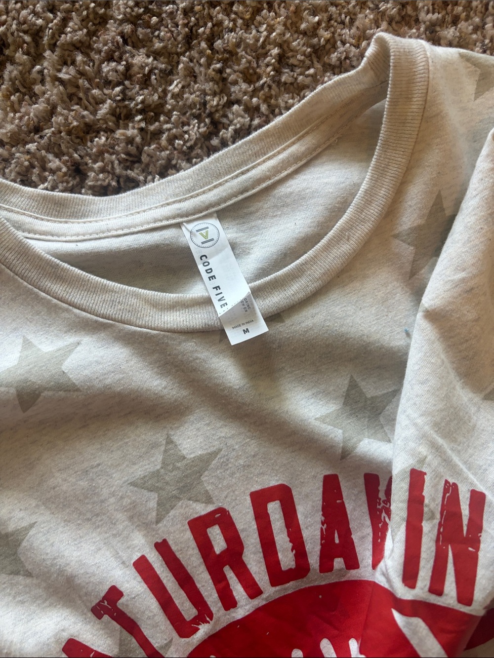 Cream Short-Sleeve Tee with Red Football Graphic - Picture 2 of 4
